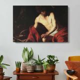 Saint John the Baptist by Caravaggio - single-panel canvas displayed above a console table