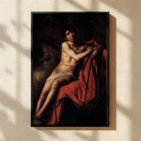 Saint John the Baptist - Red Drapery Wilderness Scene by Caravaggio canvas wall art - Image 2