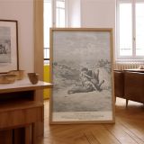 Samson Slays Lion - Gustave Dore Epic Struggle in Grayscale canvas wall art - Image 7
