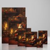 Santa by Fireplace - Festive Holiday Room with Gifts and Wreath canvas wall art - Image 4