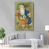 Santa Claus in Blue Coat - Reindeer and Gifts Holiday Art canvas wall art - Image 5