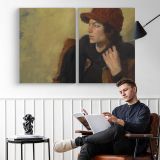 Sararedhat by Aaron Coberly - two-panel canvas displayed in a reading room
