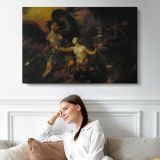 Satan, Sin and Death (A Scene from Milton’s «paradise Lost») by William Hogarth - single-panel canvas displayed above a sofa