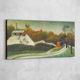 Sawmill on the Outskirts of Paris by Henri Rousseau — single-panel canvas shown on a pale studio wall