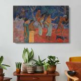 Scene from Tahitian Life by Paul Gauguin - single-panel canvas displayed above a console table