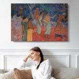Scene from Tahitian Life by Paul Gauguin - single-panel canvas displayed above a sofa