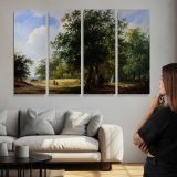 Schelfhout Andreas Peasants in A Cornfield - multi-panel canvas displayed above a sofa