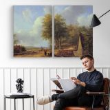Schelfhout Andreas the Country Road - two-panel canvas displayed in a reading room
