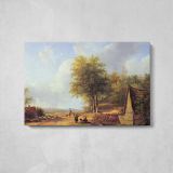 Schelfhout Andreas the Country Road - single-panel canvas displayed above a console table
