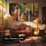 Schmutzler Leopold the Center of Attention - multi-panel canvas displayed in a classic lounge