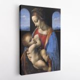 Famous Madonna Litta and Child Painting by Leonardo Da Vinci Canvas Wall Art - Image 4