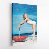 Marilyn Monroe Canvas Beech Photoshoot Sexy Model Singer Nude Canvas Wall Art - Image 3