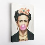 Self-Portrait Frida Con Amigos with Gum High-Quality wall art, for Feminist, Women Canvas Wall Art