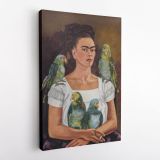 Frida Kahlo Self Portrait and Parrots Canvas Wall Art