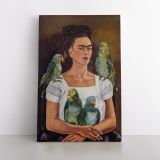Frida Kahlo Self Portrait and Parrots Canvas Wall Art - Image 2