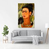 Frida Kahlo Self-portrait with the Monkey Canvas Wall Art - Image 3