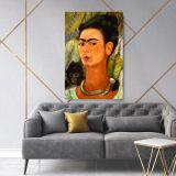 Frida Kahlo Self-portrait with the Monkey Canvas Wall Art - Image 6