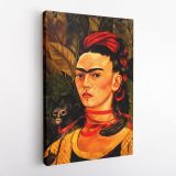Self-portrait with the monkey Canvas Wall Art