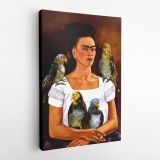 Frida Kahlo Self-portrait with my parrots Canvas Wall Art