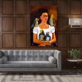 Frida Kahlo Self-portrait with my parrots Canvas Wall Art - Image 5
