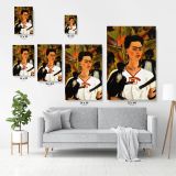 Self-portrait Frida Kahlo with the monkeys Canvas Wall Art - Image 4
