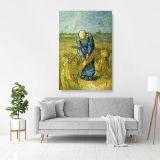 Vincent Van Gogh Painting Peasant Woman Binding Sheaves Painting Photo Print on Canvas Wall Mural - Image 3