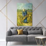 Vincent Van Gogh Painting Peasant Woman Binding Sheaves Painting Photo Print on Canvas Wall Mural - Image 2