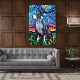 Vincent Van Gogh Painting Colorful Pitbull Artwork Abstract Canvas Wall Art