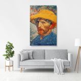 Vincent Van Gogh Painting Self-Portrait with a Straw Hat Artwork Abstract Canvas Wall Art - Image 3