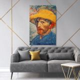 Vincent Van Gogh Painting Self-Portrait with a Straw Hat Artwork Abstract Canvas Wall Art - Image 2