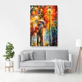 Famous Palette Knife Art Kiss Under the Rain Oil Painting by Leonid Afremov Canvas Wall Art - Image 2