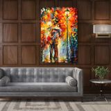 Famous Palette Knife Art Kiss Under the Rain Oil Painting by Leonid Afremov Canvas Wall Art