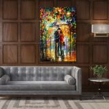 Kiss under the Rain Famous Palette Knife Art Oil Painting by Leonid Afremov Canvas Wall Art