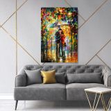 Kiss under the Rain Famous Palette Knife Art Oil Painting by Leonid Afremov Canvas Wall Art - Image 2