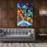 Romantic Winter Palette Knife Art Oil Painting by Leonid Afremov Canvas Wall Art