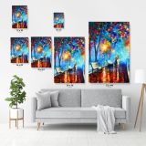 Palette Knife Art Misty Mood Night Oil Painting by Leonid Afremov Canvas Wall Art - Image 7