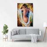 Modest Girl Palette Knife Art Oil Painting by Leonid Afremov Canvas Wall Art - Image 2