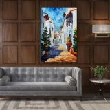 White Street Palette Knife Oil Painting by Leonid Afremov Canvas Wall Art