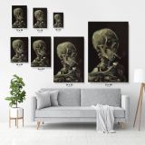 Vincent Van Gogh Painting Skull With Burning Cigarette Abstract Canvas Wall Art - Image 6