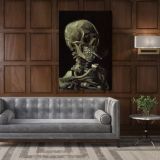 Vincent Van Gogh Painting Skull With Burning Cigarette Abstract Canvas Wall Art