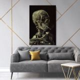 Vincent Van Gogh Painting Skull With Burning Cigarette Abstract Canvas Wall Art - Image 2