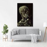 Vincent Van Gogh Painting Skull With Burning Cigarette Abstract Canvas Wall Art - Image 3