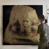 Sculpted Head Study by Auguste Rodin — room mockup view 3