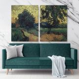 Landscape at Twilight by Vincent Van Gogh Dutch Painter Original wall art by Vincent Canvas Wall Art - Image 2