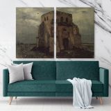 Old Cemetery Church Tower at Nuenen by Vincent Van Gogh Dutch Painter Original wall Canvas Wall Art - Image 2