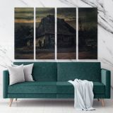 Cottage At Nightfall by Vincent Van Gogh Dutch Painter Original Canvas Wall Art - Image 4