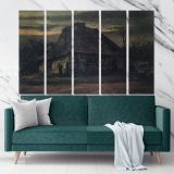 Cottage At Nightfall by Vincent Van Gogh Dutch Painter Original Canvas Wall Art - Image 5
