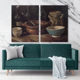 Still Life With Three Bottles And Earthenware Vessel by Vincent Van Gogh Dutch Canvas Wall Art - Image 3