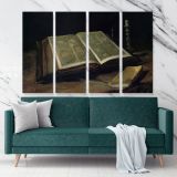 Still Life With Bible by Vincent Van Gogh Dutch Painter Original Canvas Wall Art - Image 4