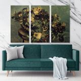 Basket With Pansies On A Table Painting by Vincent Van Gogh Dutch Painter Original Canvas Wall Art - Image 3